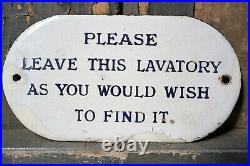 Antique Very Rare Early 20thC Enamel Railway Station Lavatory Sign c. 1915-25