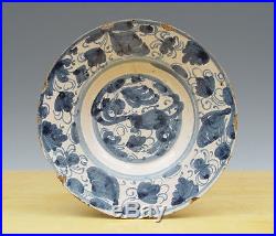 Antique Very Rare and Early Spanish/Portugese Delft Maiolica Dish Hare Circa1600