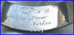 Antique Victorian Scottish Sterling Silver Inlaid Granite Bangle Bracelet RARE