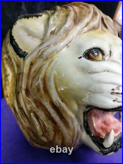 Antique/Vintage/Early Rare Unique Porcelain Lion Head Figural withrepaired Tooth