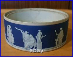 Antique Wedgewood V. RARE 1875 Early Jasperware TRINKET DISH Lid/Base EP, 12cmX5cm