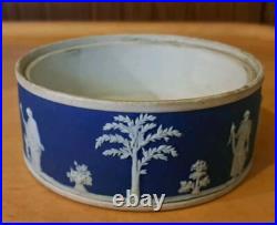 Antique Wedgewood V. RARE 1875 Early Jasperware TRINKET DISH Lid/Base EP, 12cmX5cm