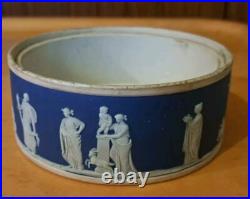 Antique Wedgewood V. RARE 1875 Early Jasperware TRINKET DISH Lid/Base EP, 12cmX5cm