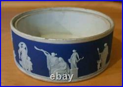 Antique Wedgewood V. RARE 1875 Early Jasperware TRINKET DISH Lid/Base EP, 12cmX5cm
