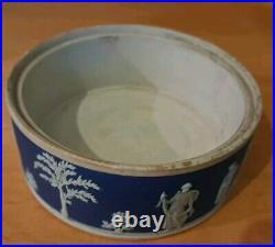 Antique Wedgewood V. RARE 1875 Early Jasperware TRINKET DISH Lid/Base EP, 12cmX5cm