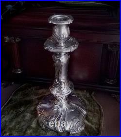 Antique Weidlich Bros Rococo Art Nouveau Silverplate Candlestick, Lg Heavy, Rare