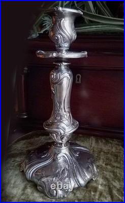 Antique Weidlich Bros Rococo Art Nouveau Silverplate Candlestick, Lg Heavy, Rare
