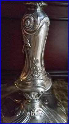 Antique Weidlich Bros Rococo Art Nouveau Silverplate Candlestick, Lg Heavy, Rare
