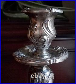 Antique Weidlich Bros Rococo Art Nouveau Silverplate Candlestick, Lg Heavy, Rare