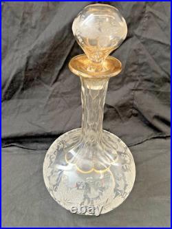 Antique Wine Glass Decanter Set, European, Art Glass, Early 20th Century RARE