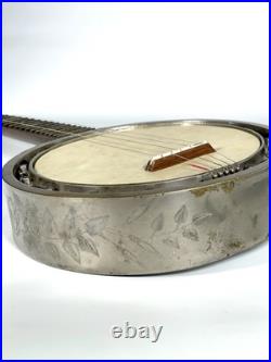 Antique Zither Banjo Pre-WWI Bombay Export Rare Early John Grey Era engraved