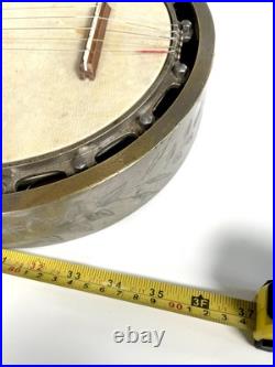 Antique Zither Banjo Pre-WWI Bombay Export Rare Early John Grey Era engraved