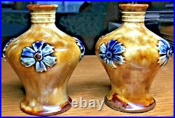 Antique and rare, two Royal Doulton mini vases, 1911, HB / LA
