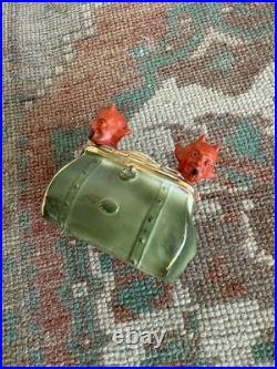 Antique early 1900s German fairing Red Devils in Purse figure, porcelain, RARE