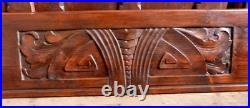 Antique early Art Deco Carved Panel Geometric Foliate Snake carvings Pine RARE