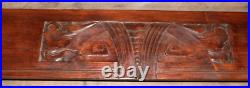 Antique early Art Deco Carved Panel Geometric Foliate Snake carvings Pine RARE