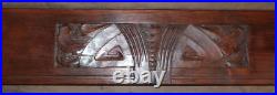 Antique early Art Deco Carved Panel Geometric Foliate Snake carvings Pine RARE