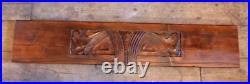 Antique early Art Deco Carved Panel Geometric Foliate Snake carvings Pine RARE