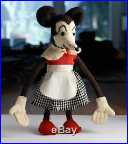 Antique early Minnie Mouse 19cm Wired Doll Figure disney Toy tongue mickey rare