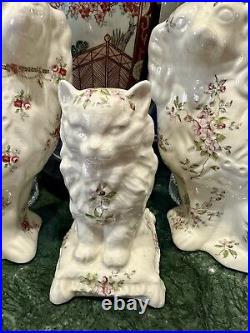 Antique extremely Rare Mantel Staffordshire Dogs and Cat made in England