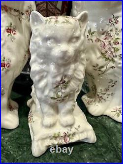 Antique extremely Rare Mantel Staffordshire Dogs and Cat made in England