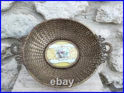 Antique french bronze basket Woven Basket Rare Early