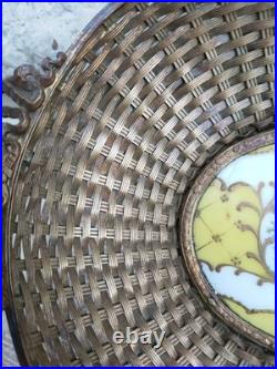 Antique french bronze basket Woven Basket Rare Early