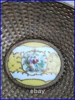 Antique french bronze basket Woven Basket Rare Early