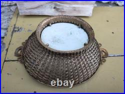 Antique french bronze basket Woven Basket Rare Early