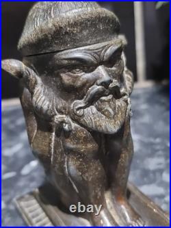 Antique metal Devil Faun Satyr Matchstick Holder, RARE