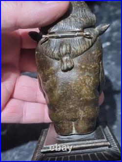 Antique metal Devil Faun Satyr Matchstick Holder, RARE