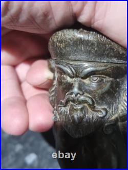 Antique metal Devil Faun Satyr Matchstick Holder, RARE