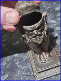 Antique metal Devil Faun Satyr Matchstick Holder, RARE