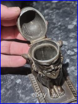 Antique metal Devil Faun Satyr Matchstick Holder, RARE