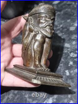 Antique metal Devil Faun Satyr Matchstick Holder, RARE