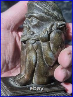 Antique metal Devil Faun Satyr Matchstick Holder, RARE