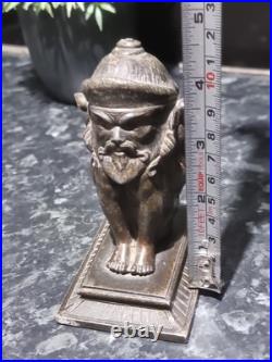 Antique metal Devil Faun Satyr Matchstick Holder, RARE