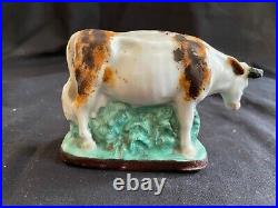 Antique porcelain early cow figurine. Rare and colectors item