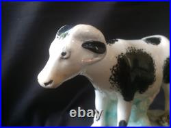 Antique porcelain early cow figurine. Rare and colectors item