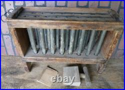 Antique primitives 18th early rare wood pewter 24 hole candle mold with scraper