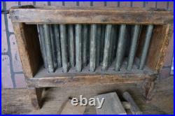 Antique primitives 18th early rare wood pewter 24 hole candle mold with scraper Antique primitives 18th early rare wood pewter 24 hole candle mold with scraper