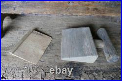 Antique primitives 18th early rare wood pewter 24 hole candle mold with scraper