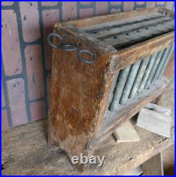 Antique primitives 18th early rare wood pewter 24 hole candle mold with scraper