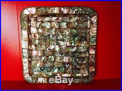 Antique rare italian tray in brass and nacre mother of pearl original early 900s