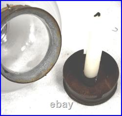 Antique round onion etched glass candle lantern lamp original rare 18th 19thc