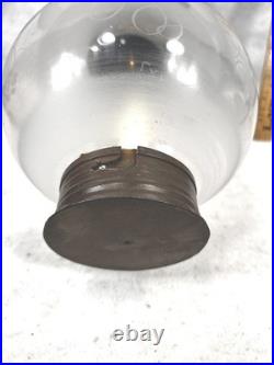 Antique round onion etched glass candle lantern lamp original rare 18th 19thc