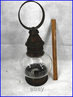 Antique round onion glass lantern lamp candle original early rare1800
