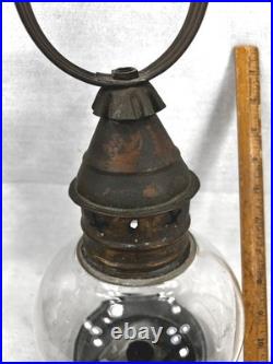 Antique round onion glass lantern lamp candle original early rare1800