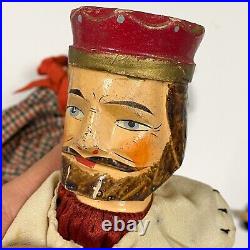 Antique set of 8 WOODEN HAND PUPPET Punch Judy Vintage early 1900s head RARE