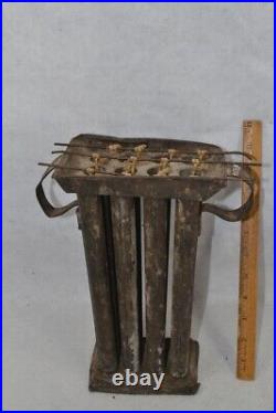 Antique tin candle mold rare strung 12 pc double handles early 19th c original